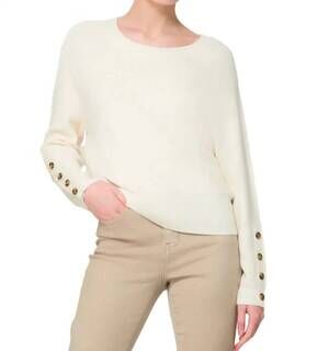 NEW ELANA WANG ribbed knit sweater in sand